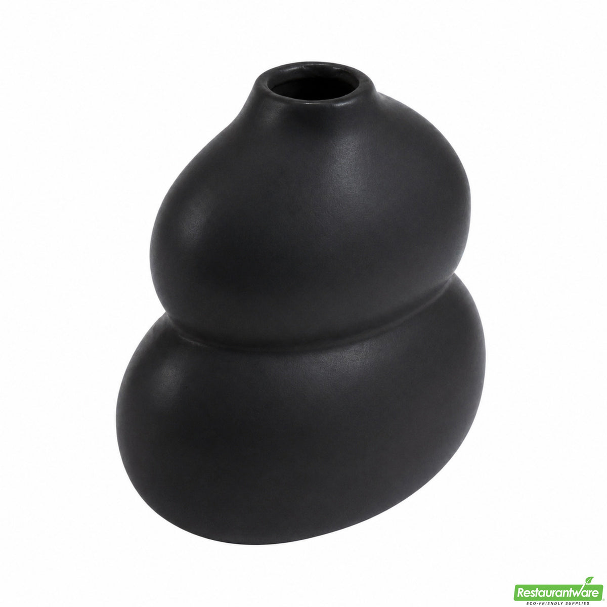 Vase, Table Art, 6.50 x 4 x 7 Inch, Ceramic, Black, Gourd Shape,1 - 1 EACH