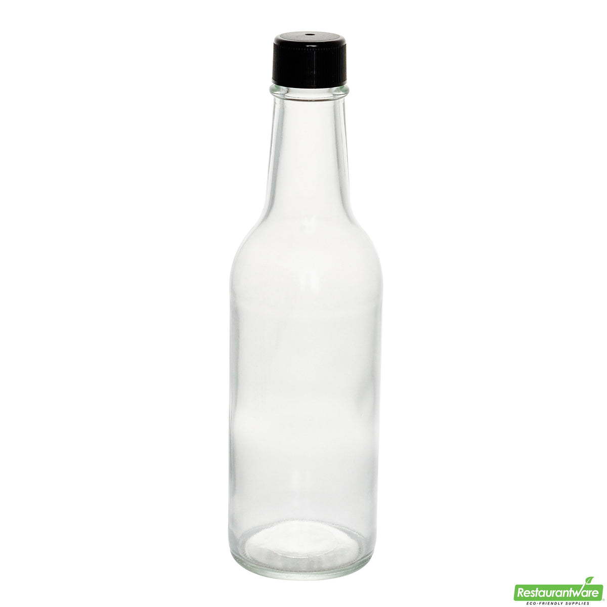 Bottles, Woozy, Vetri 9 Ounce, Glass, 2.25 x 2.25 x 7.75 Inch, Black Cap,10 - 1 COUNT