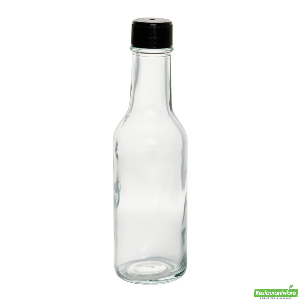 Bottles, Woozy, Vetri 5 Ounce, Glass, 1.75 x 1.75 x 6.75 Inch, Black Cap,10 - 1 COUNT