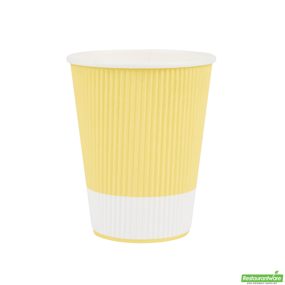 Cups, Hot, 12 Ounce, Paper, Light Yellow, Ripple Wall,1 - 500 COUNT