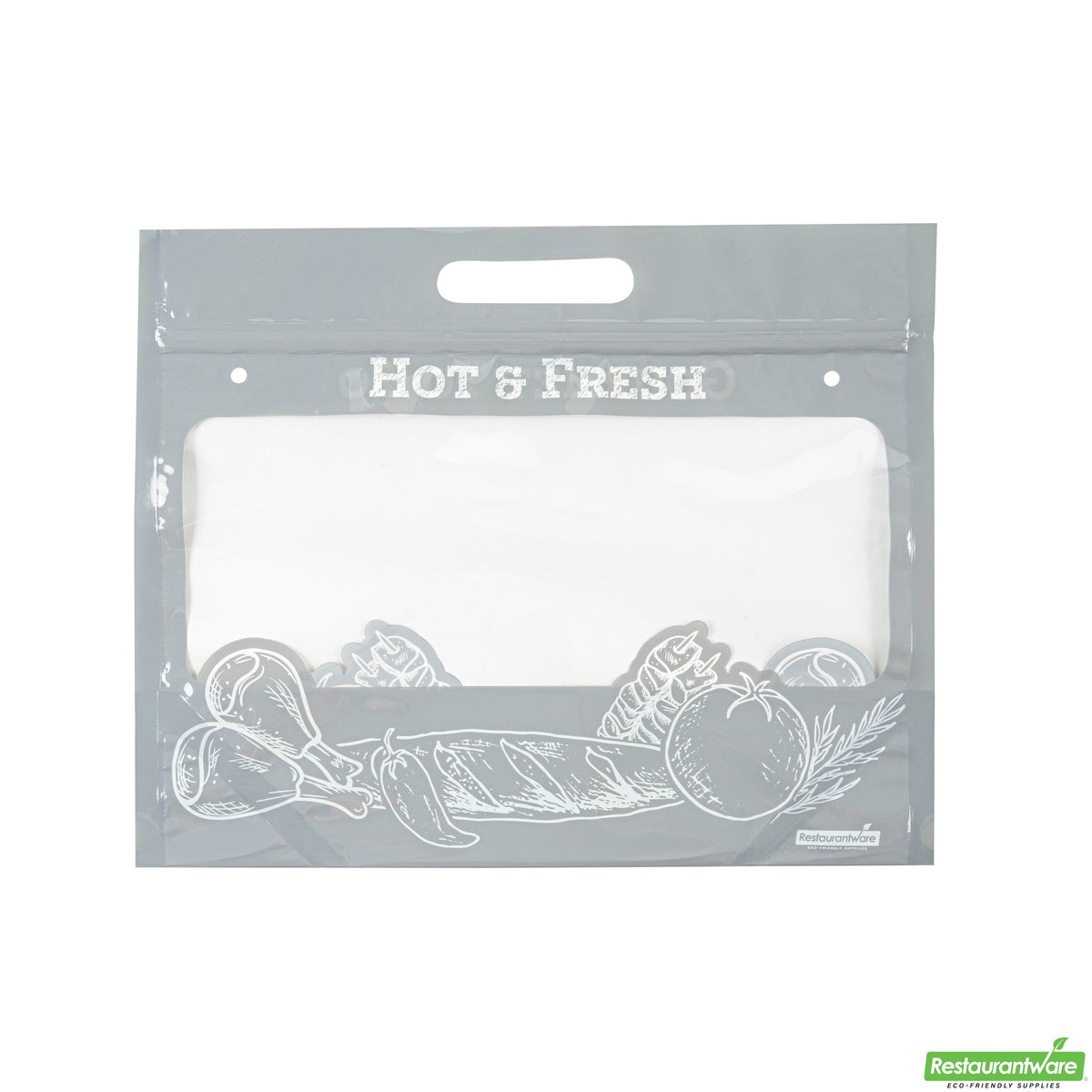 Bags, Hot Food, Bag Tek 12.75 x 5.75 x 10.25 Inch, Plastic, Gray,100 - 1 COUNT