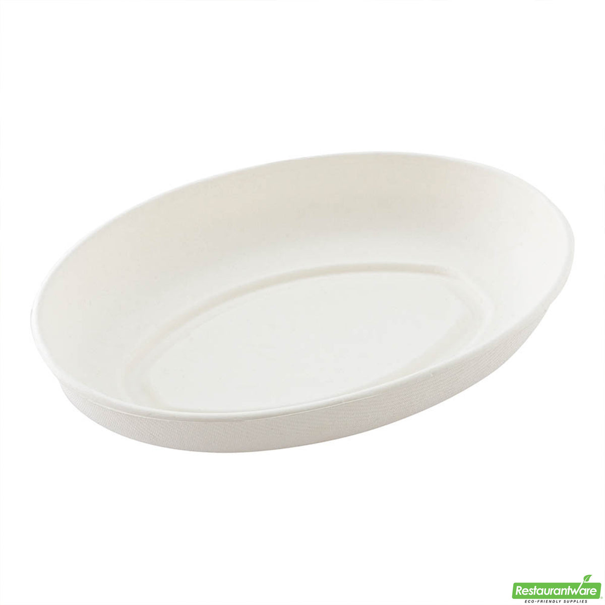 Plates, Salad, 26 Ounce 9.25 x 6 x 1.5 Inch, Sugarcane, White, Oval,1 - 100 COUNT