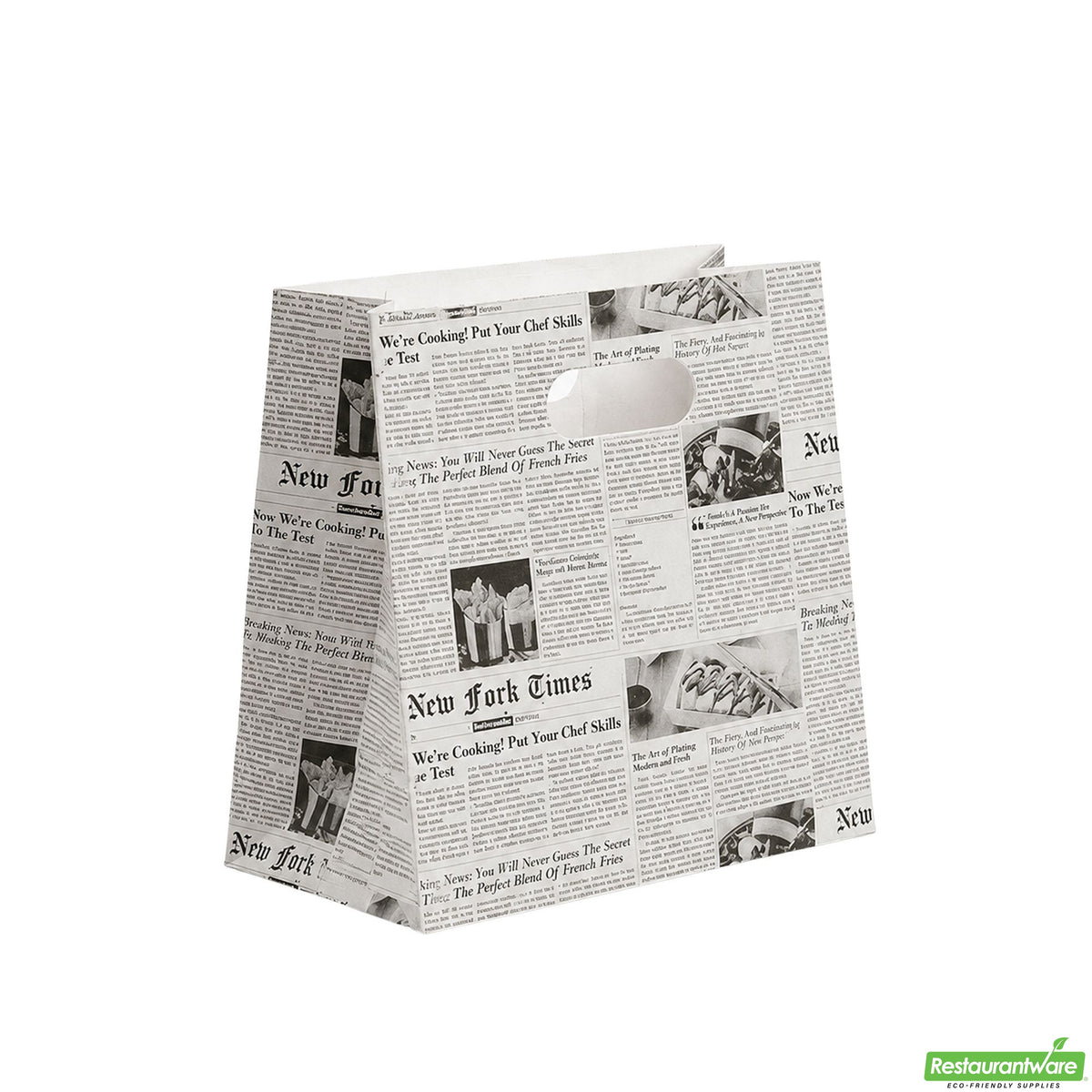 Bags, 11 x 7 x 11 Inch, Paper, Newsprint, with Handle,1 - 100 COUNT