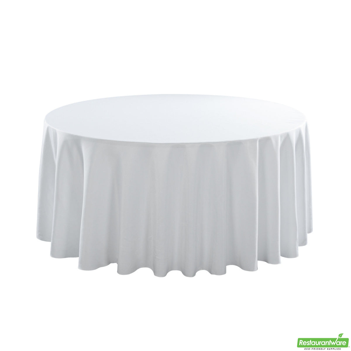 Table Covers, 120 Inch, Polyester, White, Round, Hemmed,1 - 10 COUNT