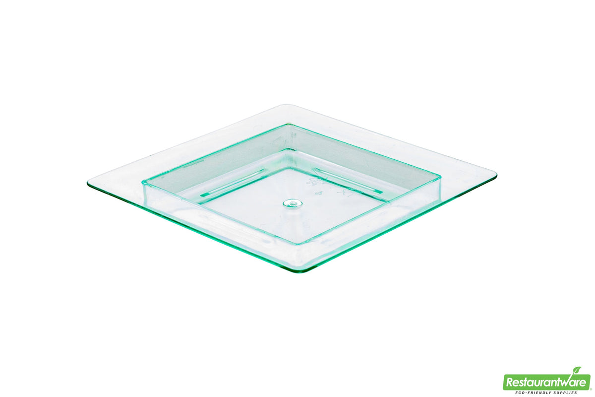 Plates, Edge Appetizer, 2.75 Inch, Plastic, Sea Green, Square Raised-Edge, Heavyweight, 2.75 Linear Inch,1 - 100 COUNT