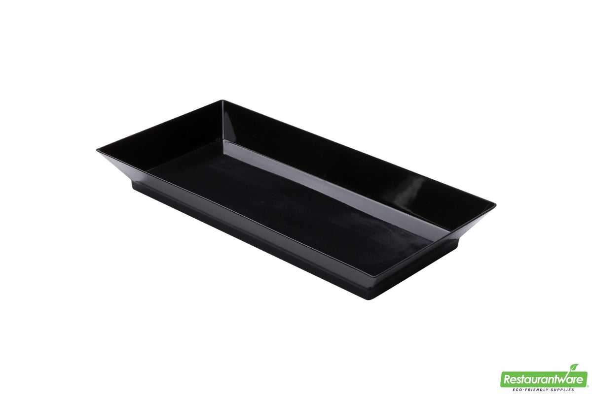 Plates, Appetizer, 5 Inch, Plastic, Black, Rectangle, Heavyweight, 5 Linear Inch,1 - 100 COUNT