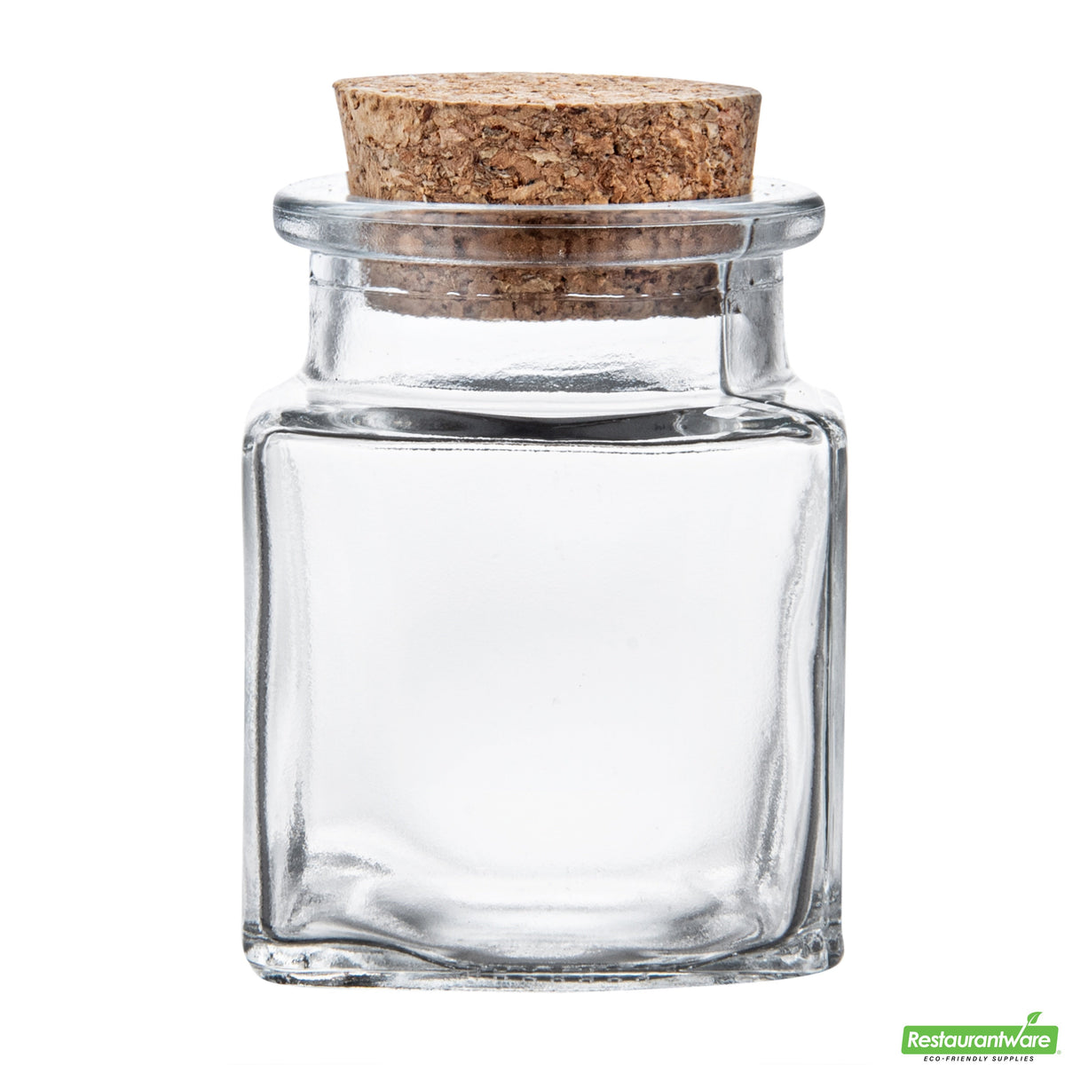 Jar, Herb, 2 Ounce, Square, Clear, Glass with Cork Lid,10 - 1 COUNT