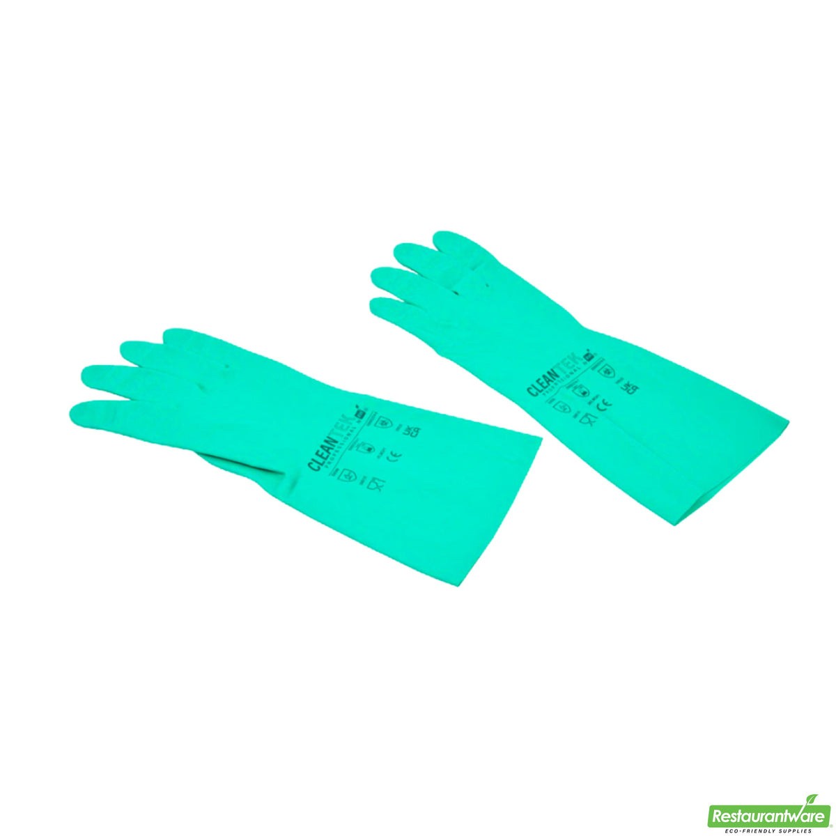 Gloves, Nitrile, Clean Tek Medium, Flock Lined, Chemical-Resistant, Green, 15 Mil, 13 x 4.25 Inch,10 - 2 PIECE