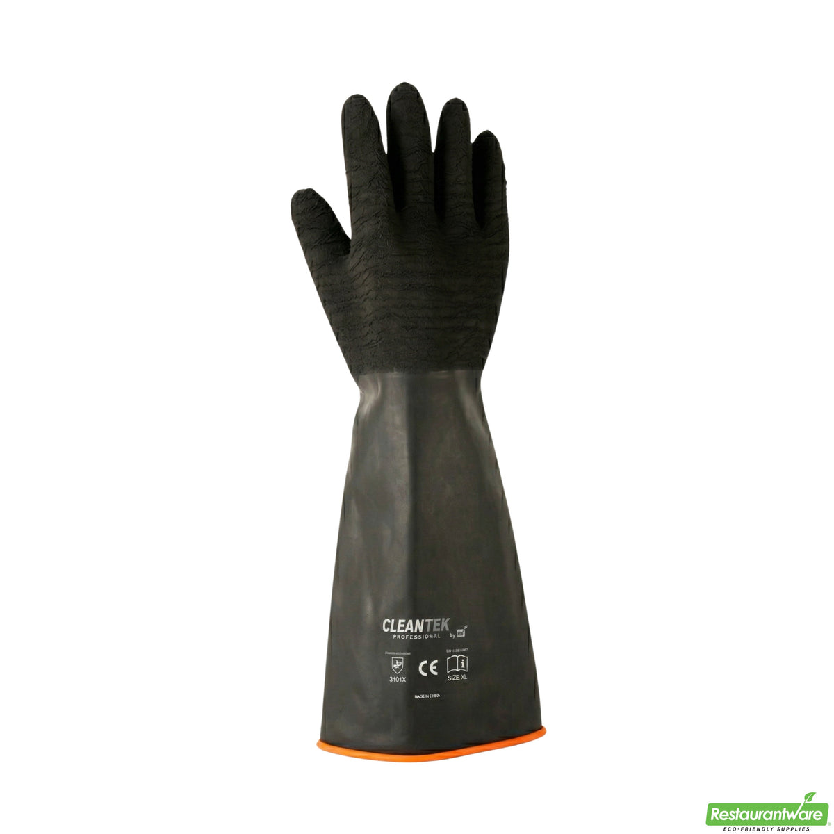 Gloves, Latex, Clean Tek, Heavy-Duty, Non-Slip, Black, Chemical-Resistant, 17.75 Inch, 35 Mil,10 - 2 PIECE