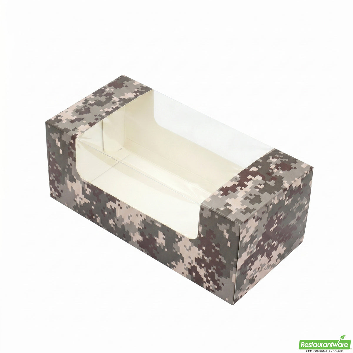 Boxes, Pastry & Cake, 9.75 x 4.75 x 4 Inch, Paper, Camouflage, with Window,100 - 1 COUNT