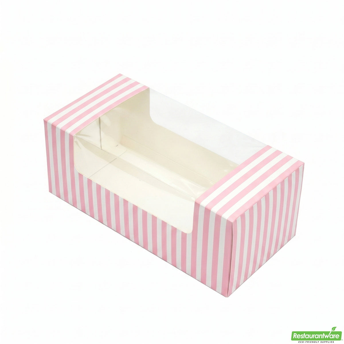 Boxes, Pastry & Cake, 9.75 x 4.75 x 4 Inch, Paper, Pink & White Stripe, with Window,100 - 1 COUNT