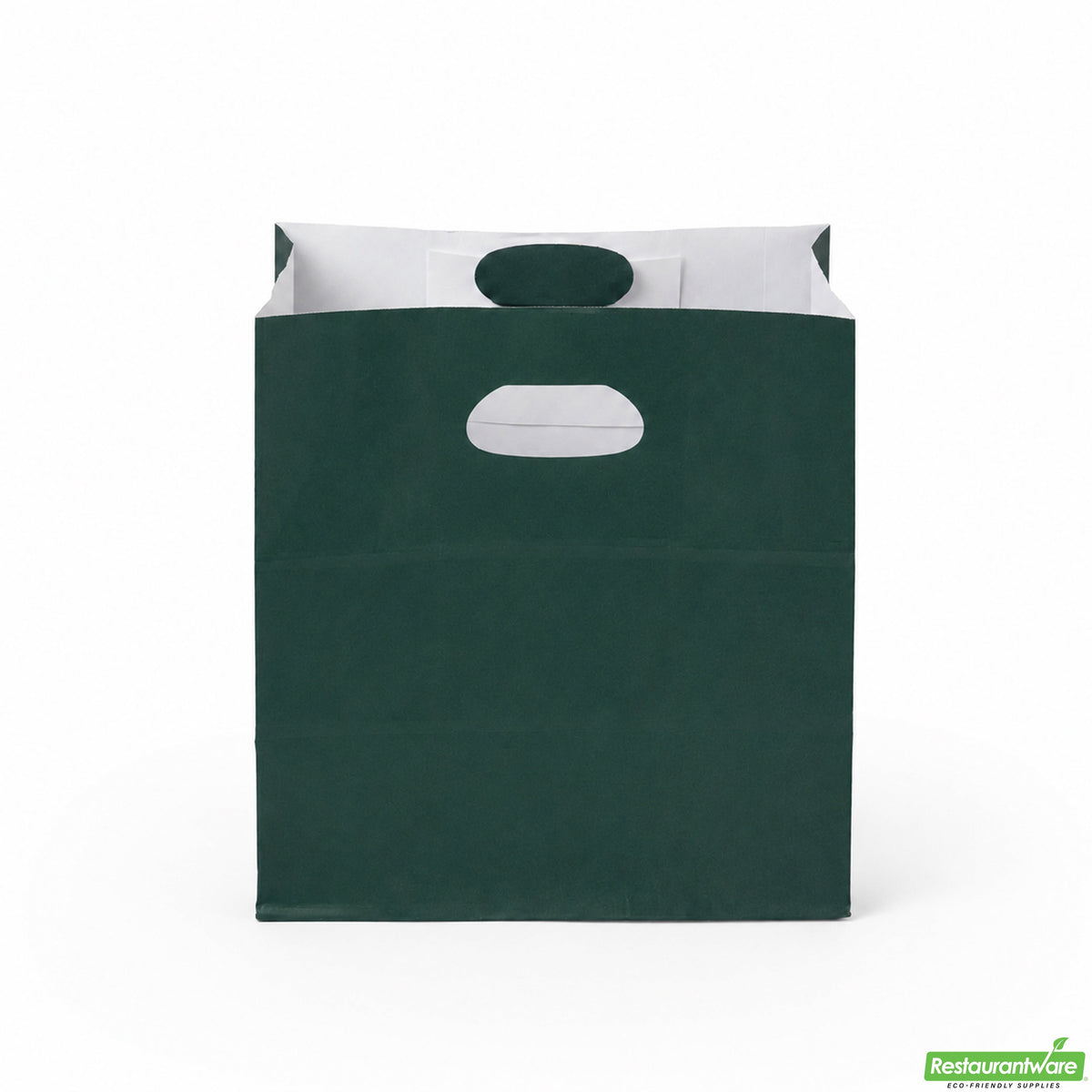 Bags, Take-Out, Bag Tek 11 x 7 x 11 Inch, Paper, Forest Green, Rectangular, with Handles,100 - 1 COUNT