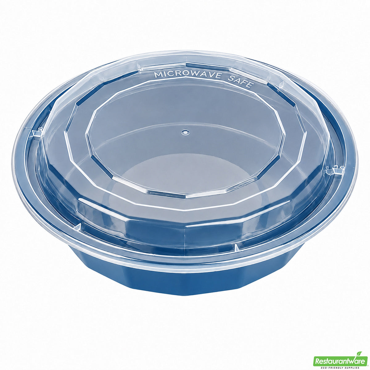 Boxes, To-Go, Asporto 16 Ounce, Microwavable Plastic, Midnight Blue, 6.25 x 6.25 x 1.75 Inch, Includes Clear Plastic Lid, Round,2 - 50 COUNT