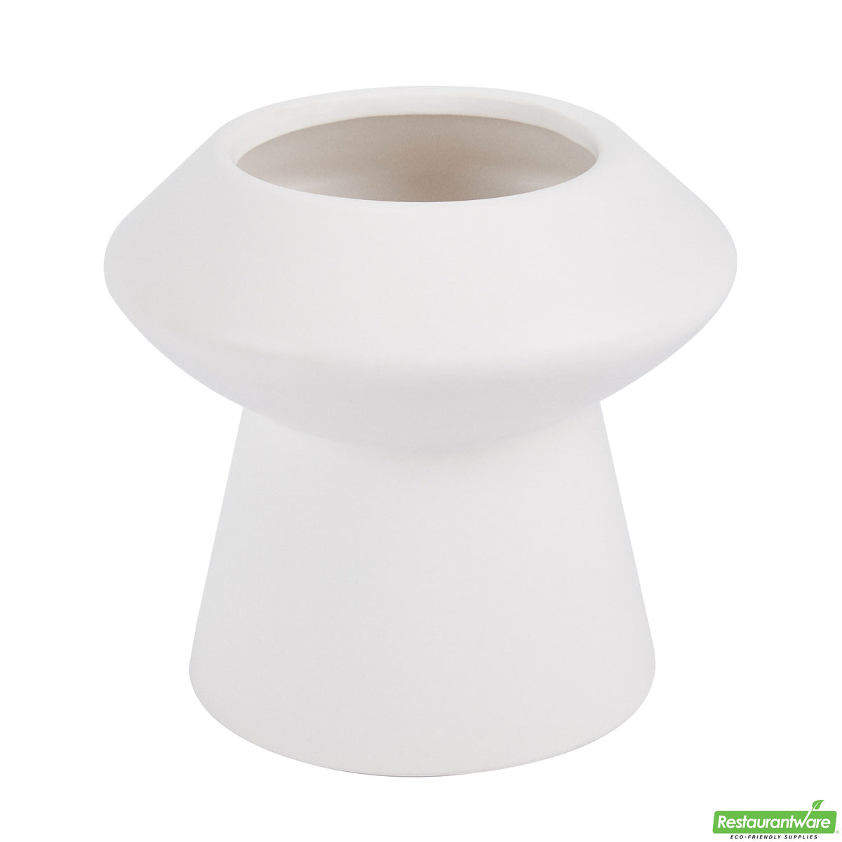 Vase, Table Art, 6.25 x 6.25 x 6 Inch, Ceramic, White, Mushroom Shape,1 - 1 EACH