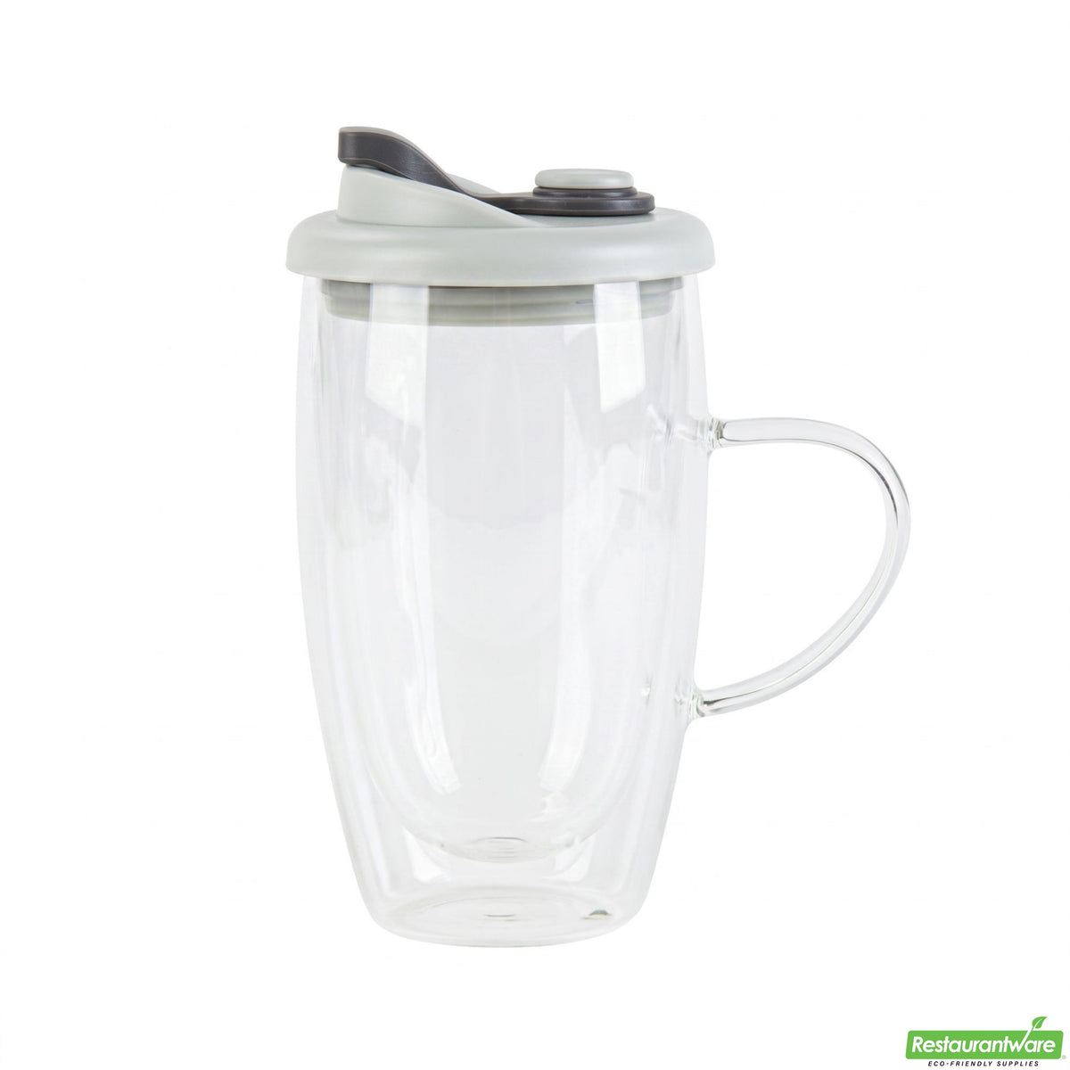 Mugs, Travel, Forma Professional, 15 Ounce, Double-Wall, Borosilicate, includes Gray Lid, with Handle,10 - 1 COUNT