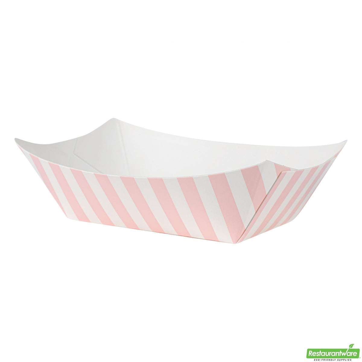 Boats, Bio Tek 3.25 x 2 x 1.50 Inch, Paper, Pink & White Stripe, 6 Ounce, #40,8 - 50 COUNT