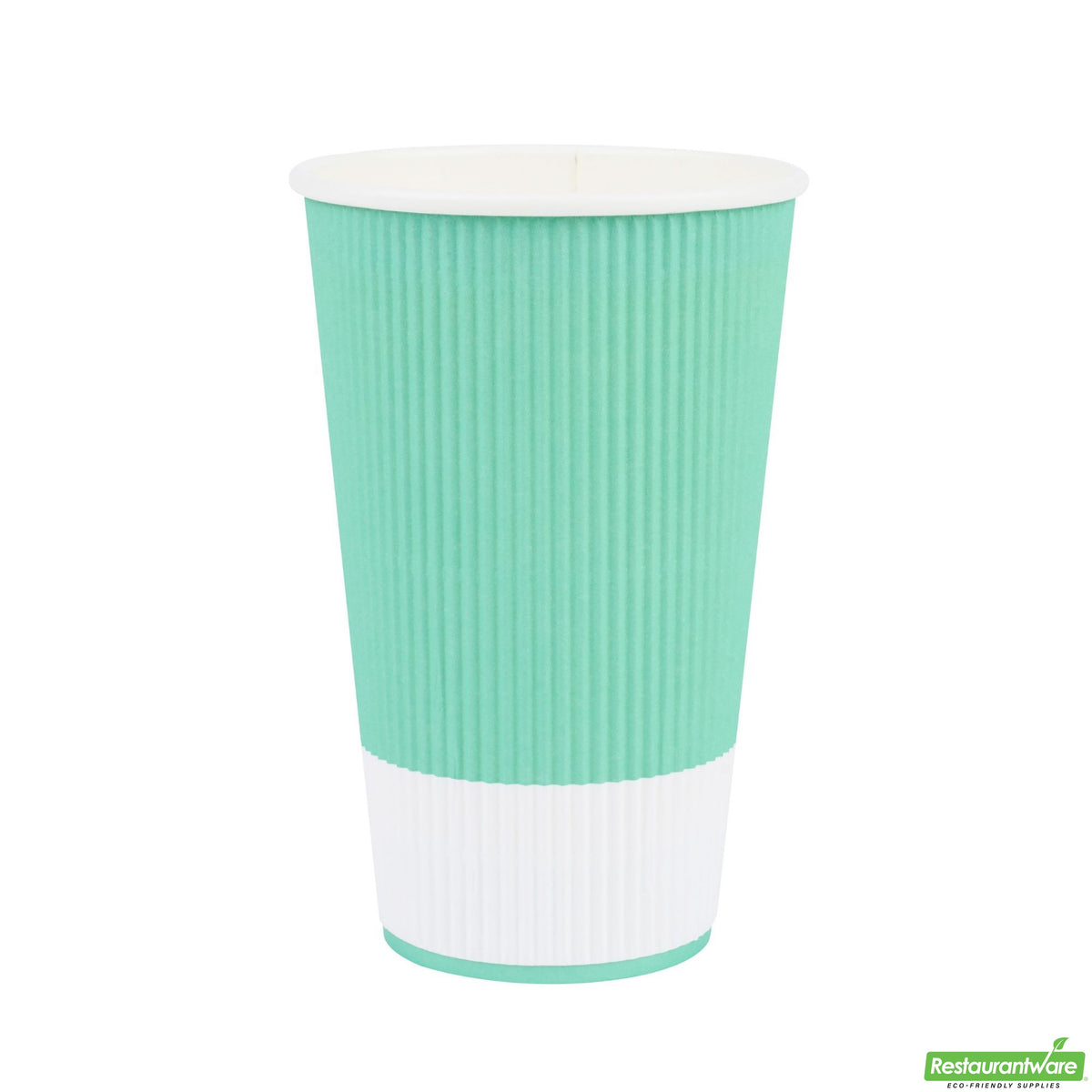 Cups, Hot, 16 Ounce, Paper, Light Green, Ripple Wall,1 - 500 COUNT