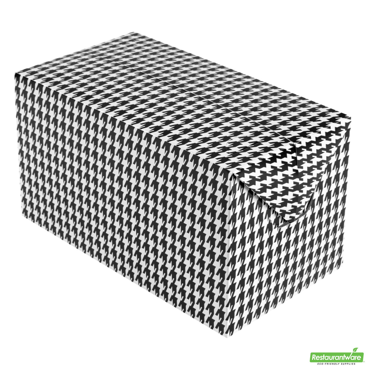Boxes, Lunch & Chicken, Bio Tek 80 Ounce, Paper, Black Houndstooth, 9 x 5 x 5 Inch, with Fast Top,16 - 25 COUNT
