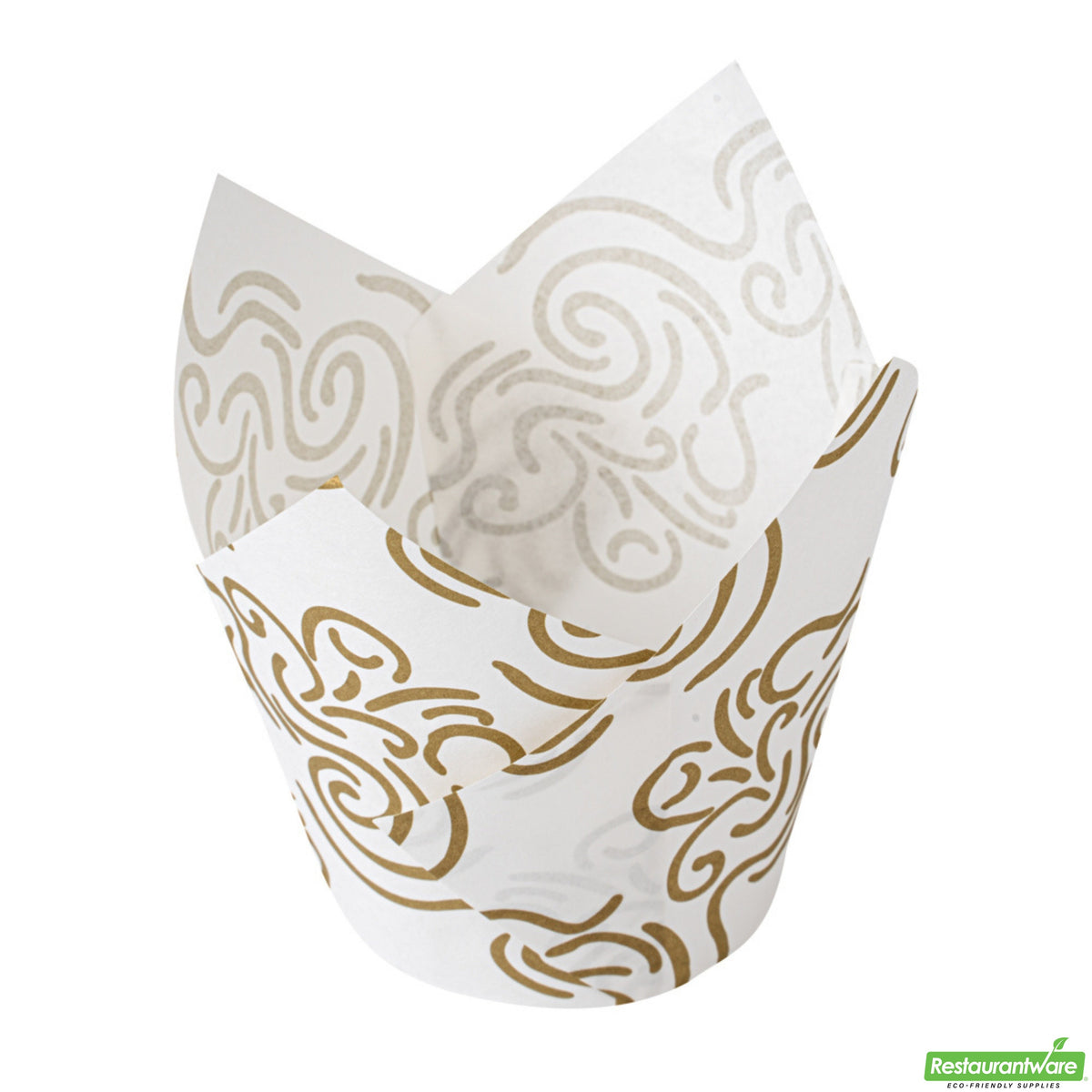 Cups, Baking, Panificio 3.5 Ounce, Paper Tulip, White Floral,500 - 1 COUNT
