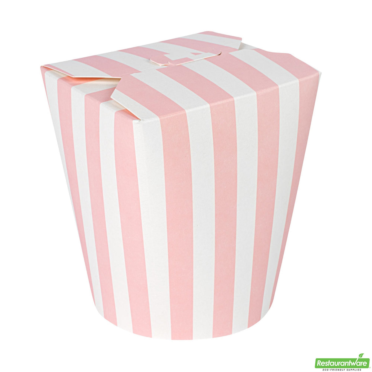 Containers, Noodle Take-Out, Bio Tek 32 Ounce, Paper, Pink & White Stripe, Round,4 - 50 COUNT