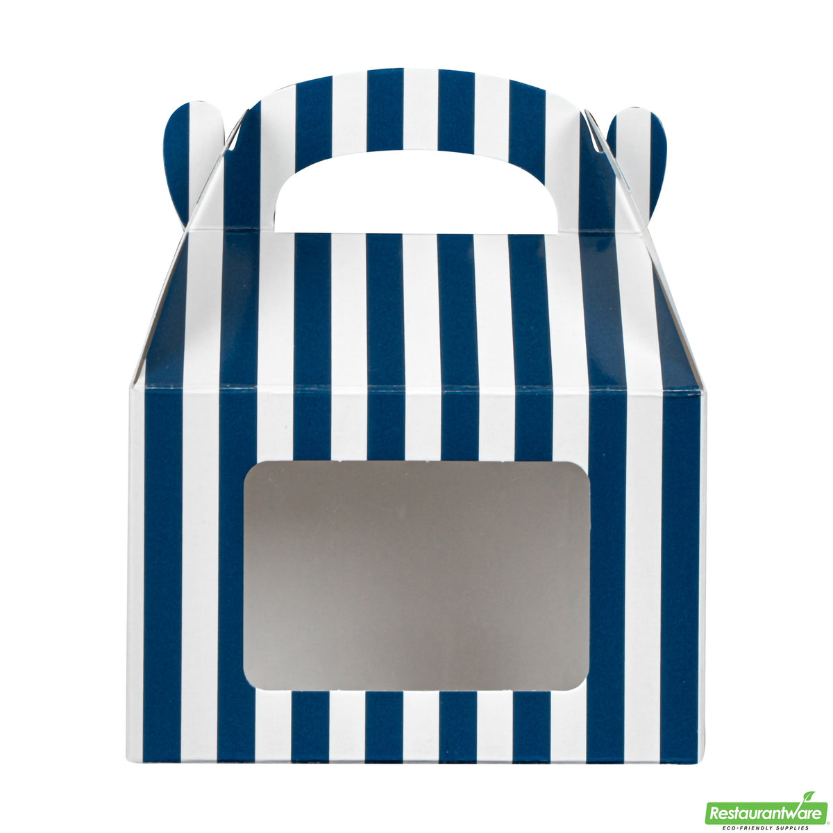Boxes, Gable & Lunch, Bio Tek 4 x 2.50 x 2.50 Inch, Paper, Blue & White, with Window,4 - 25 COUNT