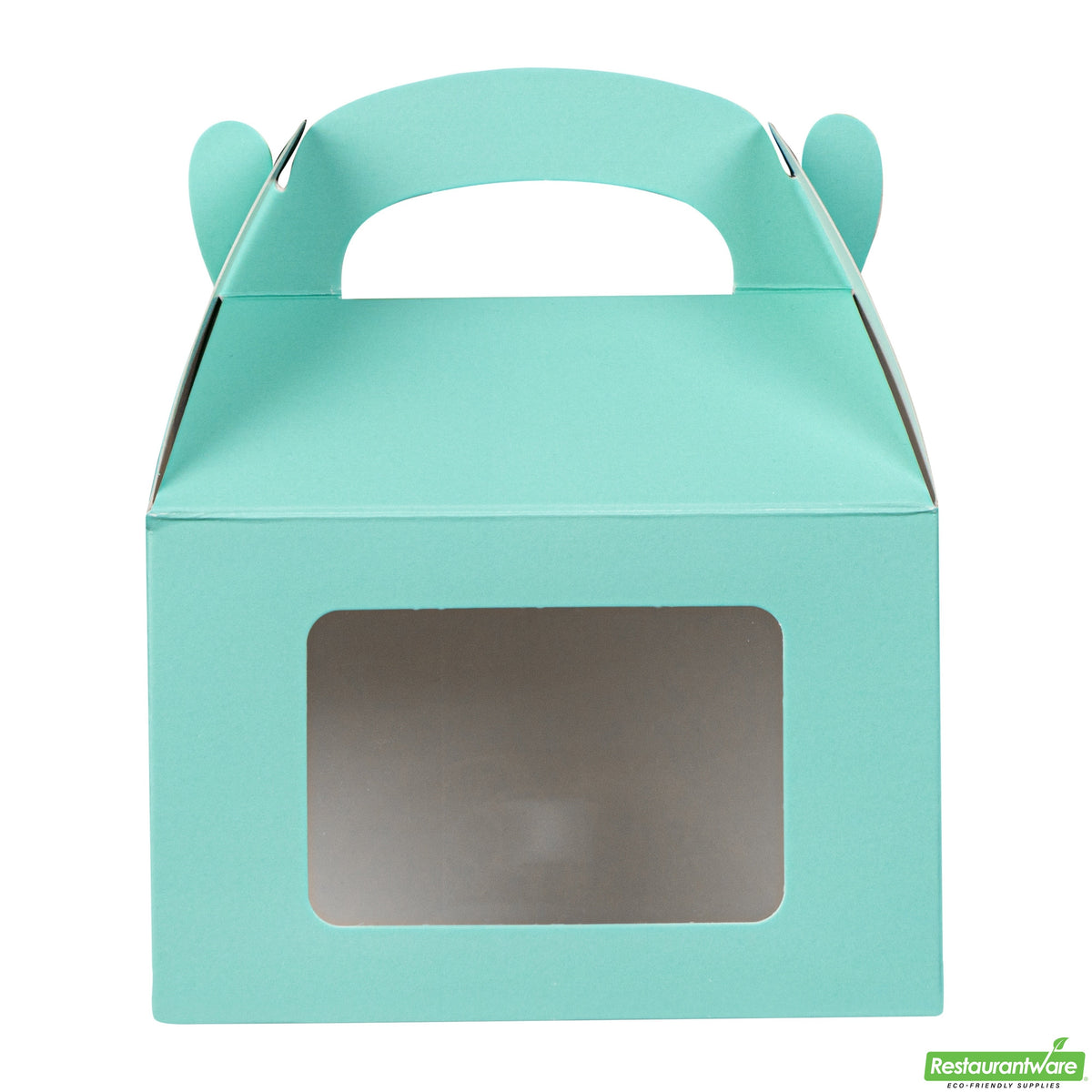 Boxes, Gable & Lunch, Bio Tek 4 x 2.50 x 2.50 Inch, Paper, Turquoise, with Window,4 - 25 COUNT