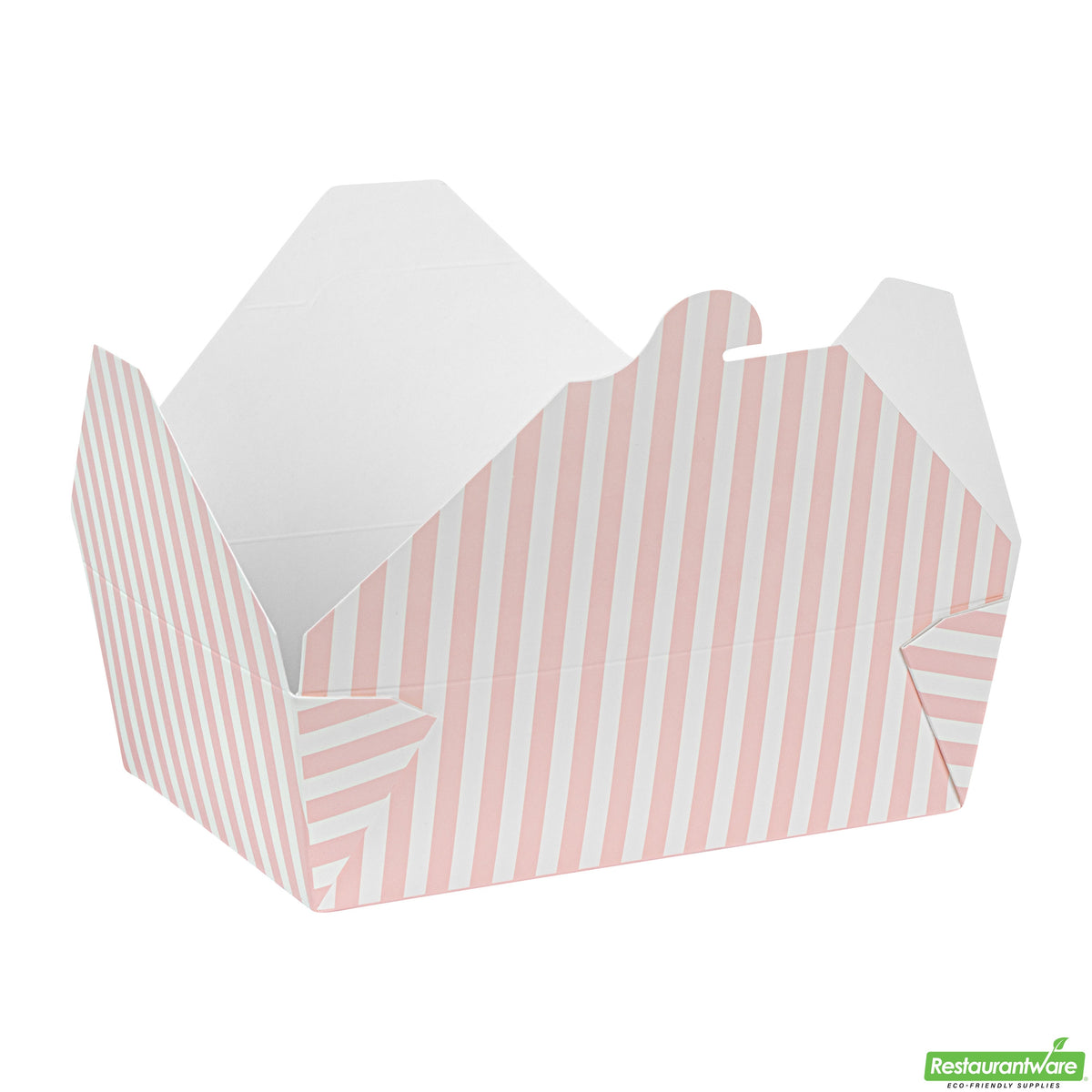 Containers, Take-Out, Bio Tek 71 Ounce, Paper, Pink & White Stripe, 8.50 x 6.25 x 2.50 Inch, #3, Rectangular,4 - 50 COUNT