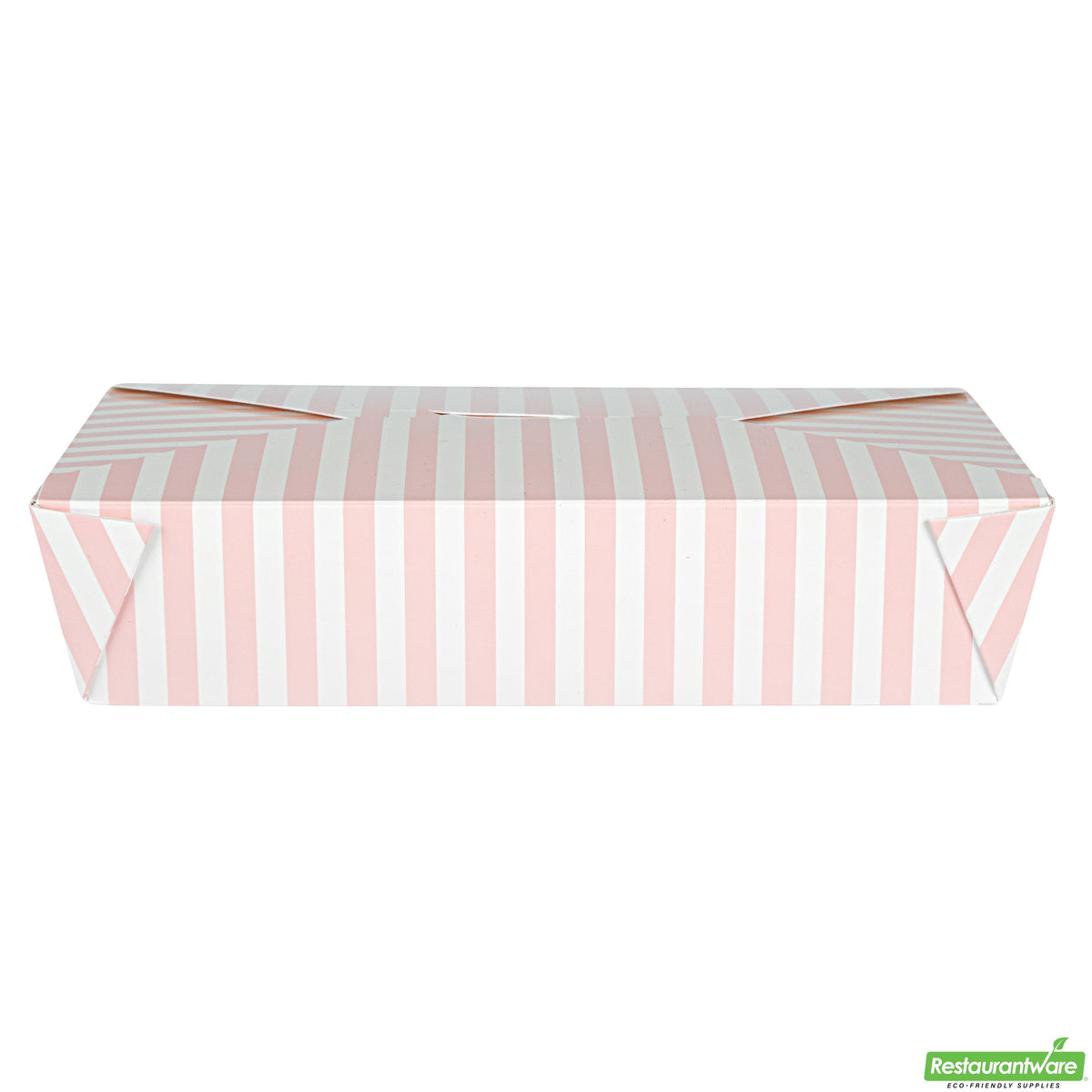 Containers, Take-Out, Bio Tek 49 Ounce, Paper, Pink & White Stripe, 8.50 x 6.25 x 2 Inch, Rectangular, #2,4 - 50 COUNT