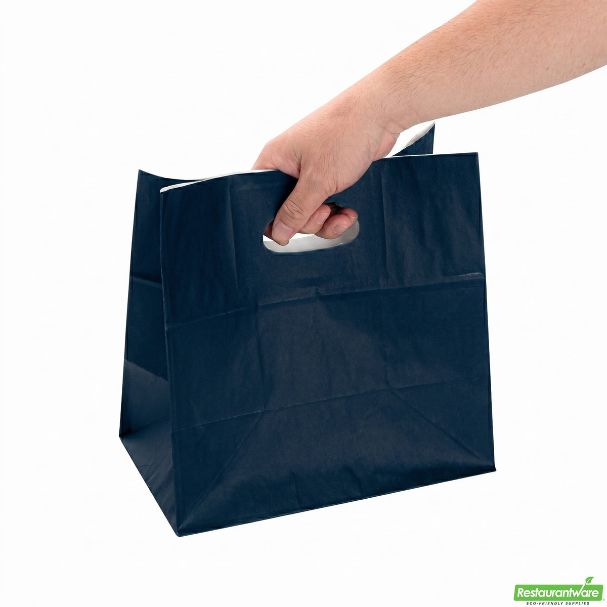 Bags, Take-Out, Bag Tek 11 x 7 x 11 Inch, Paper, Midnight Blue, Rectangular, with Handles,100 - 1 COUNT