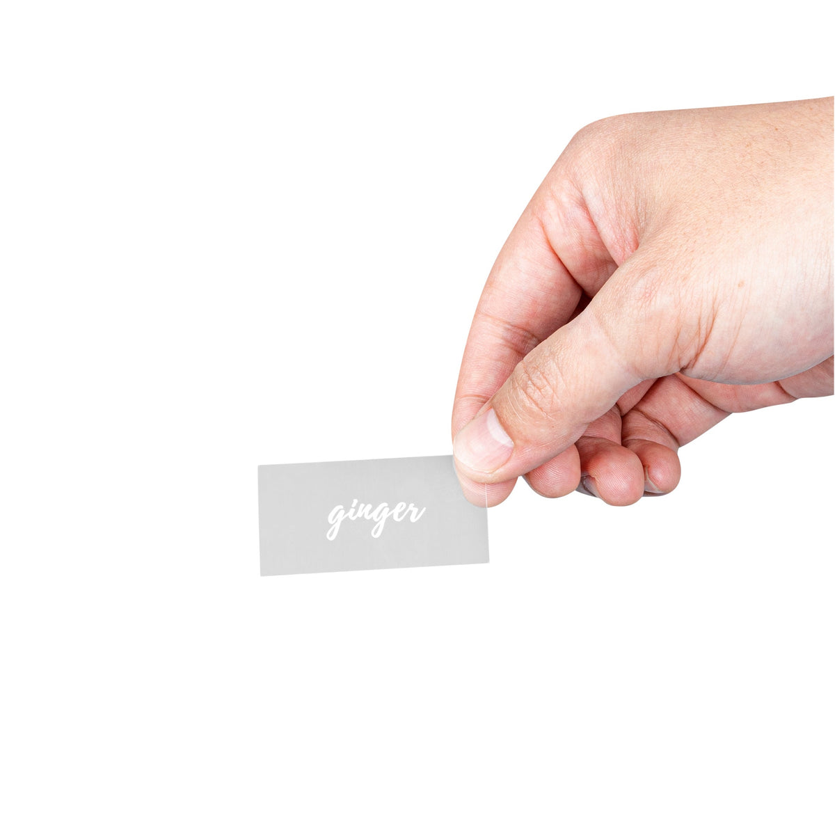 Labels, Ginger, 2 x 1 Inch, Water Resistant, Clear with White Font,1 - 100 COUNT