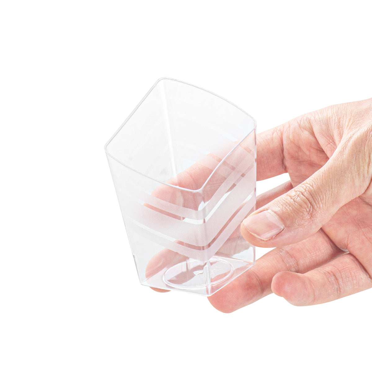 Cups, Incline, Mini Serve 3 Ounce, Paper, Clear with Frosted Stripes, Round, 2 x 2 x 3 Inch,25 - 1 COUNT