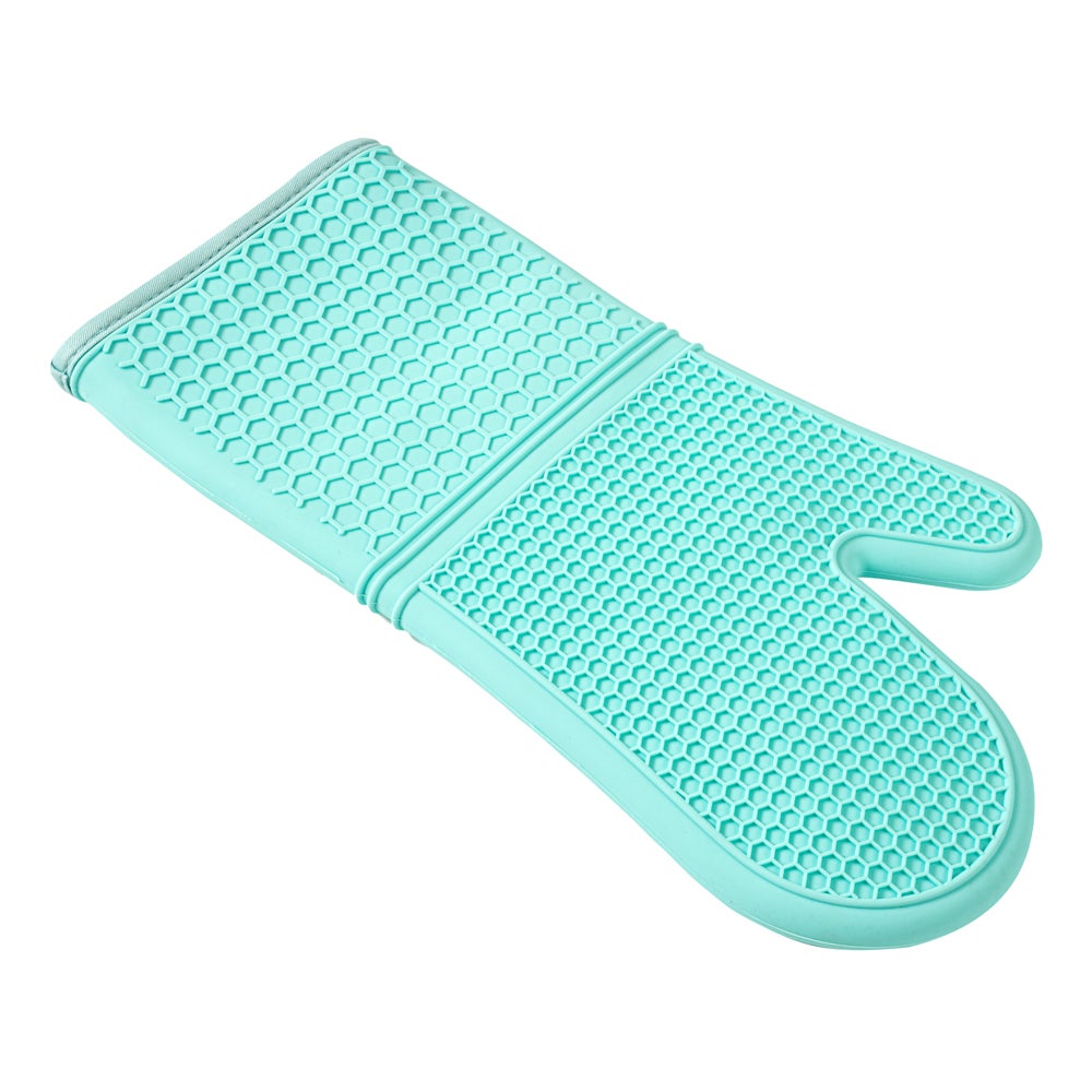 Mitt Set, Oven, Comfy Grip 2-Piece, Turquoise, Silicone, Heat-Resistant, 14 x 7.25 x 1.50 Inch,1 - 2 PIECE