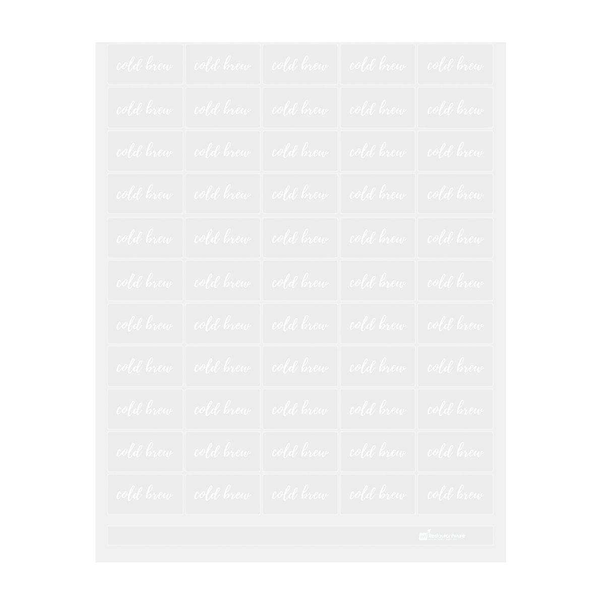 Labels, Cold Brew, 2 x 1 Inch, Water Resistant, Clear with White Font,1 - 100 COUNT