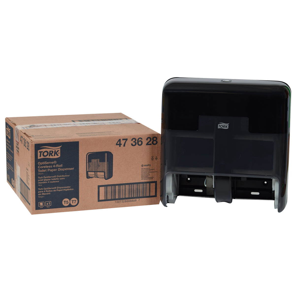 Dispenser, Bath Tissue, 4-Roll, Black, Coreless,1 - 1 EACH