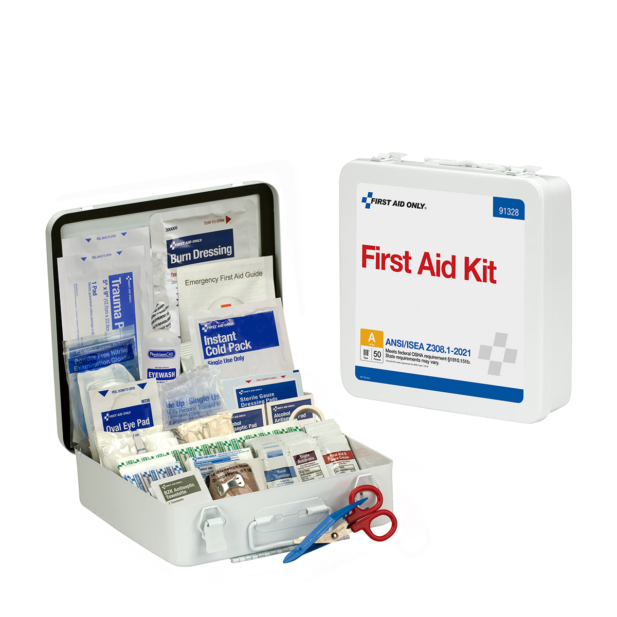 Kit, First Aid, 50 Person, Metal,1 - 184 PIECE