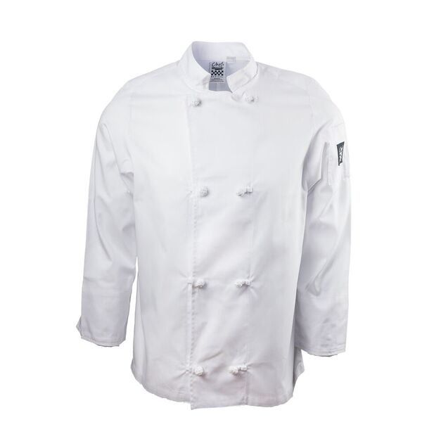 Jacket, Chef, Long-Sleeve, Basic, White, Extra Large, Poly/Cotton Blend,1 - 1 EACH