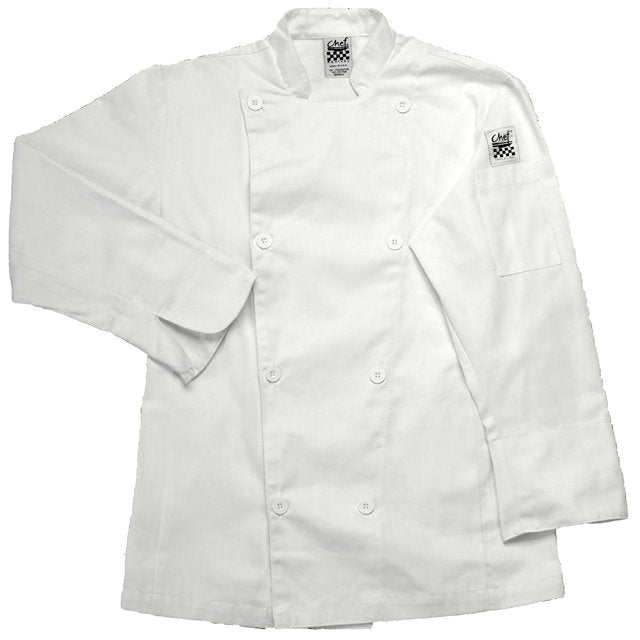 Jacket, Crew, Long Sleeve, Traditional, White, Medium, Poly/Cotton Blend,1 - 1 EACH
