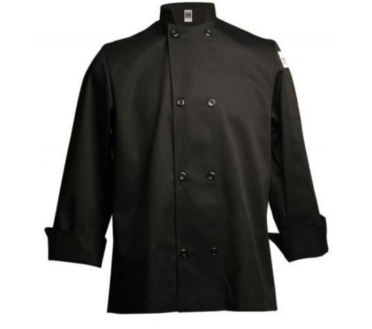 Jacket, Chef, Long-Sleeve, Basic, Black, Extra Small, Poly/Cotton Blend,1 - 1 EACH