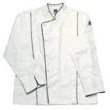 Jacket, Chef, Brigade, White with Black Piping, 2X, Poly/Cotton Blend,1 - 1 EACH