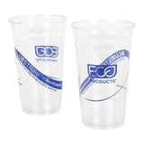 Cups, Cold, 24 Ounce, Plastic, Clear with Blue Stripe, 25% Recycled,12 - 50 COUNT