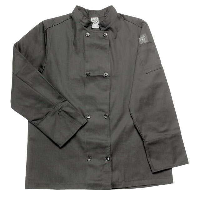 Jacket, Chef, Long-Sleeve, Basic, Black, Large, Poly/Cotton Blend,1 - 1 EACH