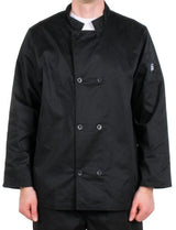 Jacket, Chef, Long-Sleeve, Basic, Black, Small, Poly/Cotton Blend,1 - 1 EACH