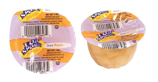 Pears, Diced, in Juice, Plastic Cups,72 - 4 OUNCE