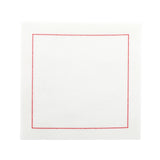 Napkins, Organic Cotton Cocktail, Ecru & Red Stitch, 4.5 Inch, 4.5 Linear Inch,1 - 500 COUNT