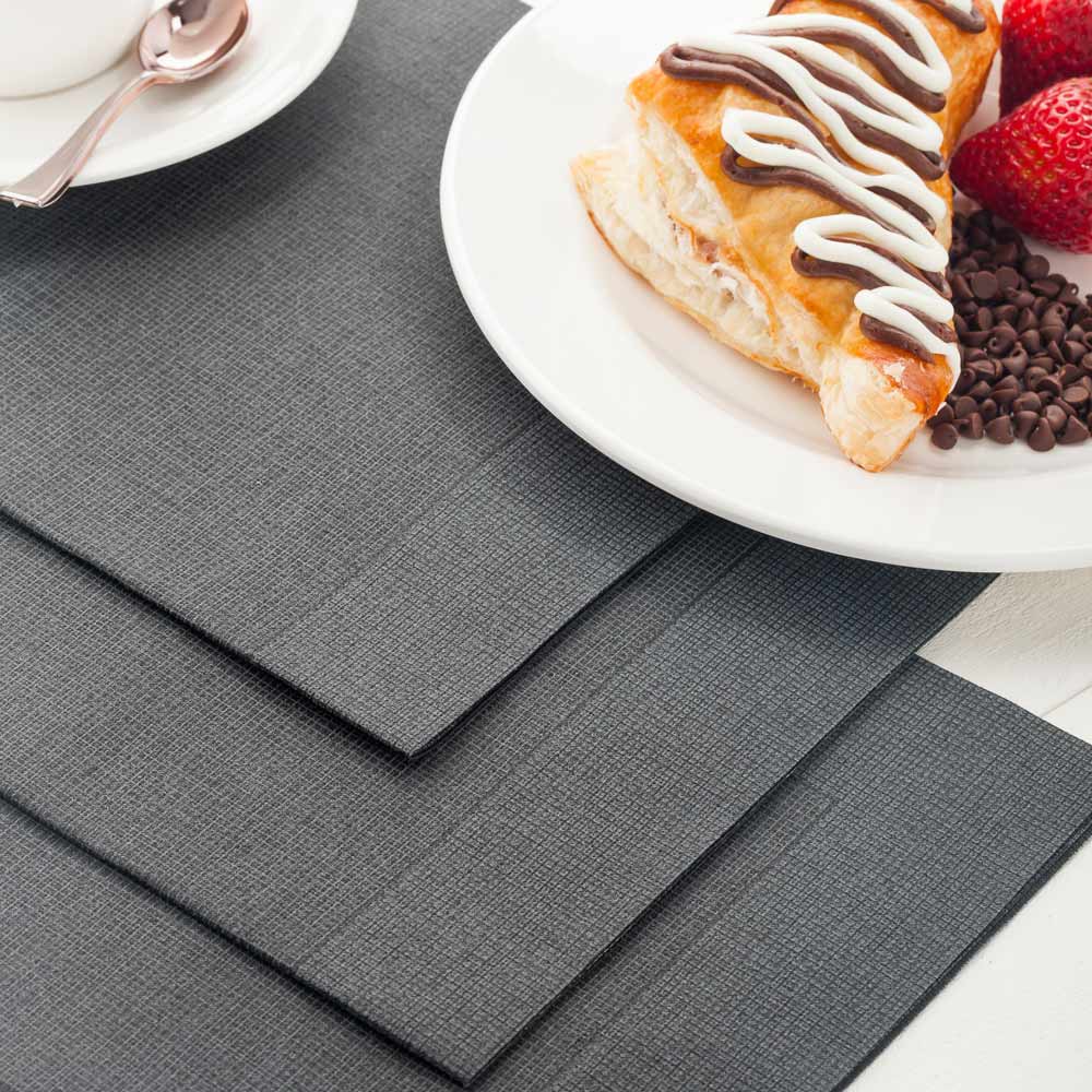 Napkins, Luxenap Air Laid Dinner, Black with White Threads, 16 x 16 Inch, 16 Linear Inch,1 - 25 COUNT
