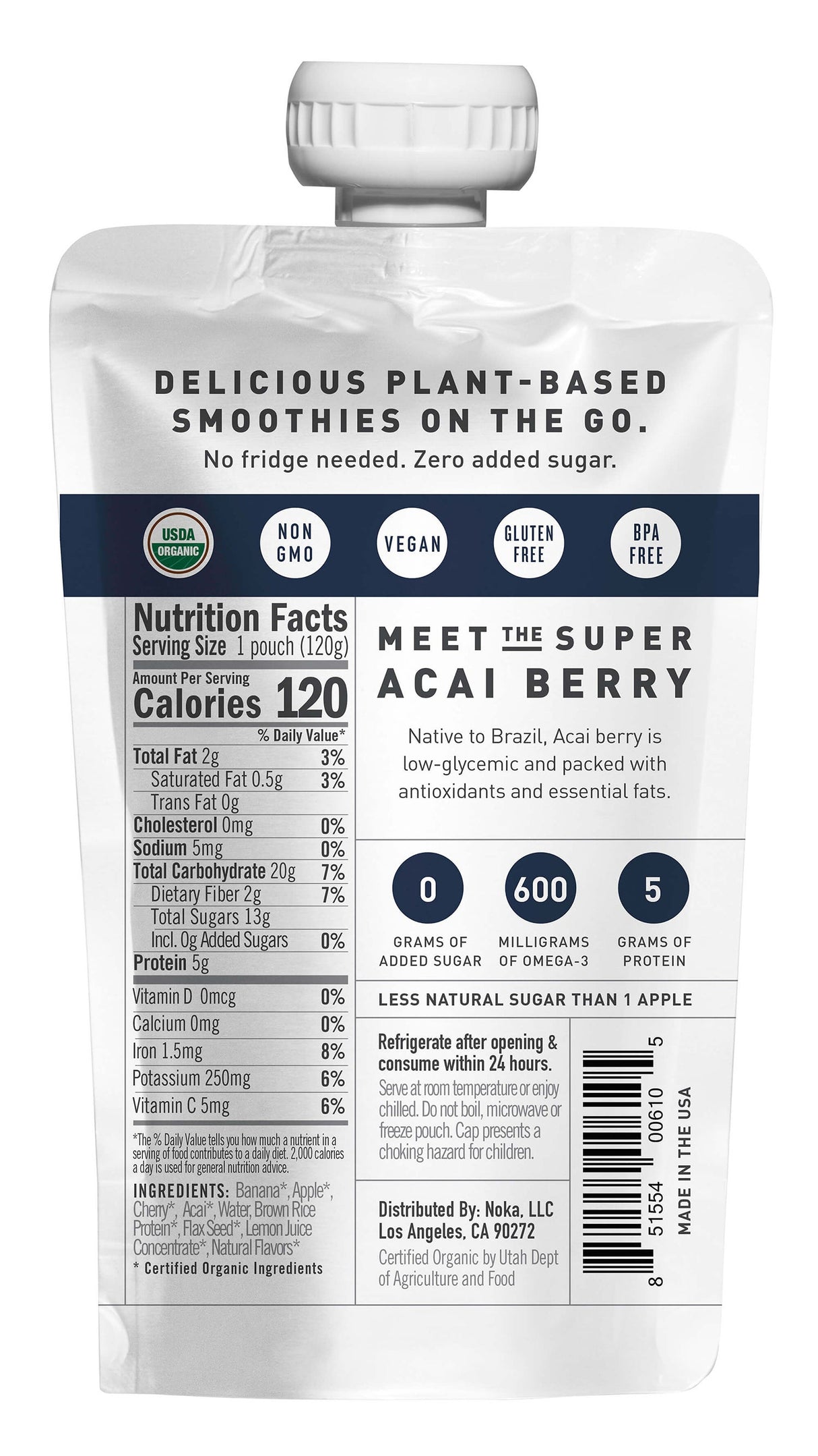 Smoothie, Superfood, Cherry & Acai, Squeeze Pouch,6 - 4.22 OUNCE