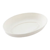 Plates, Salad, 26 Ounce 9.25 x 6 x 1.5 Inch, Sugarcane, White, Oval,1 - 100 COUNT