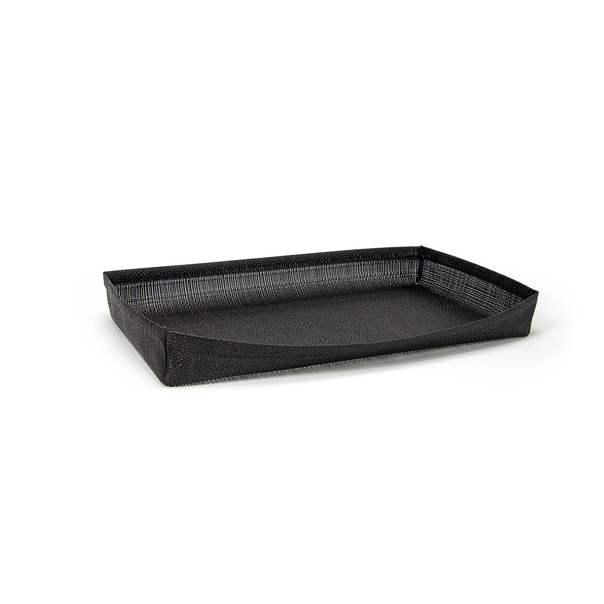 Baskets, Shallow, 20 x 12 x 2.5 Inch Full-Size, Random Weave, Black, Woven Vinyl,4 - 1 COUNT
