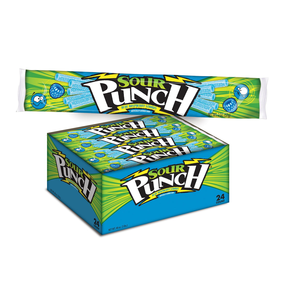 Candy Straws, Blue Raspberry, 2 Ounce,12 - 24 COUNT