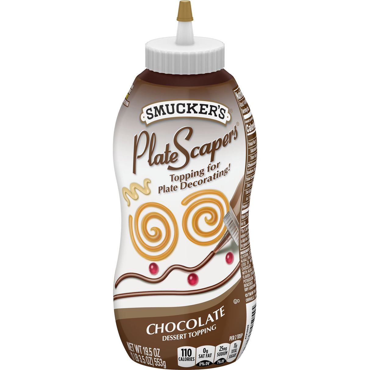 Toppings, Assorted Flavor, PlateScapers, Chocolate, Caramel, Vanilla and Raspberry, Squeeze Bottle, Shelf-Stable,3 - 4 COUNT